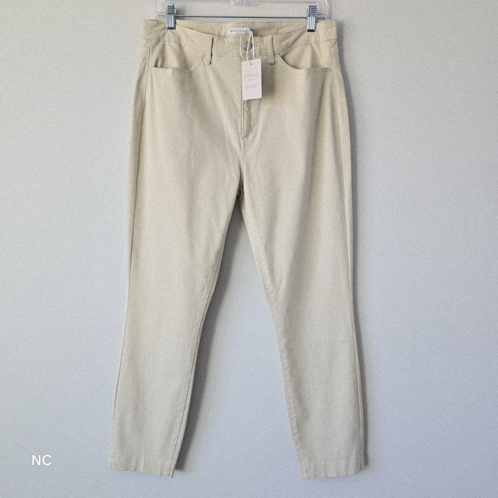 Peter Millar Karlie High Rise Slim Pant Women 14 Cream Stretch NWT